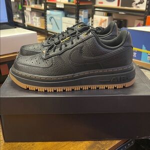 Nike Air Force 1 Luxe Black with Gum Sole Men's Sneakers